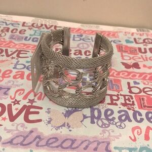 B) Elegant Silver Tone Cuff Ladies Bracelet